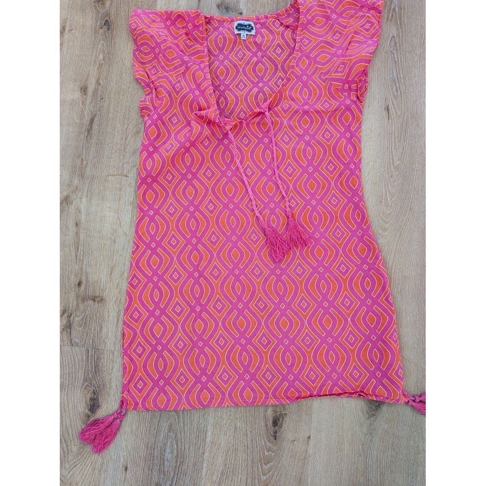 MUD PIE Lightweight Pink & Orange Summer‎ Top Shirt Beach Coverup Size S